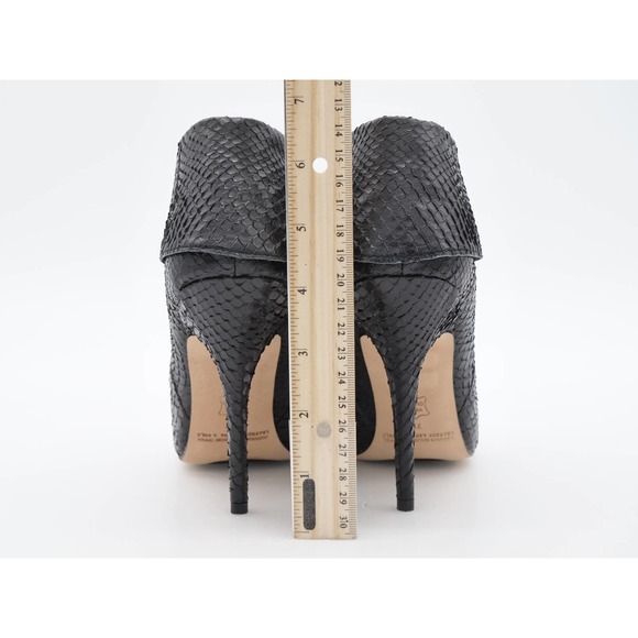Leon Max Booties Womens 7 Black Genuine Snakeskin Peep Toe Cuffed Stiletto Heel - Picture 8 of 10